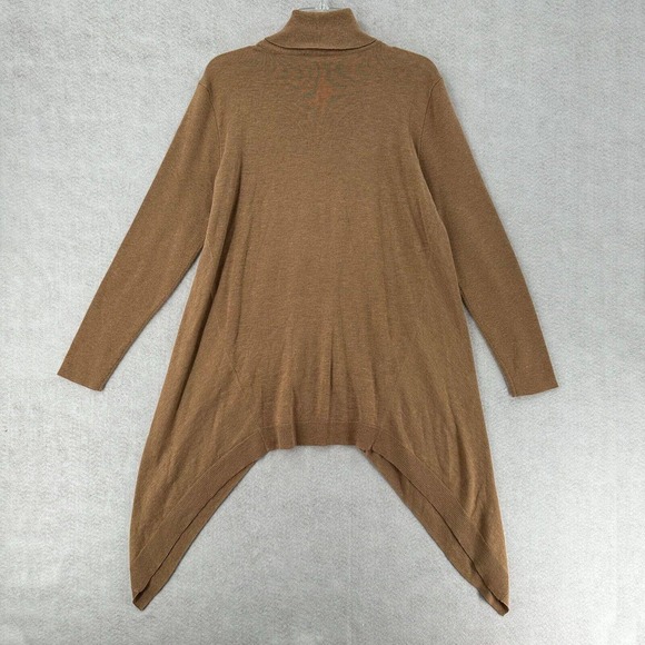 Chicos Tunic Sweater MEDIUM BeigeTurtleneck Handkerchief Hem Cashmere Blend - Picture 2 of 14